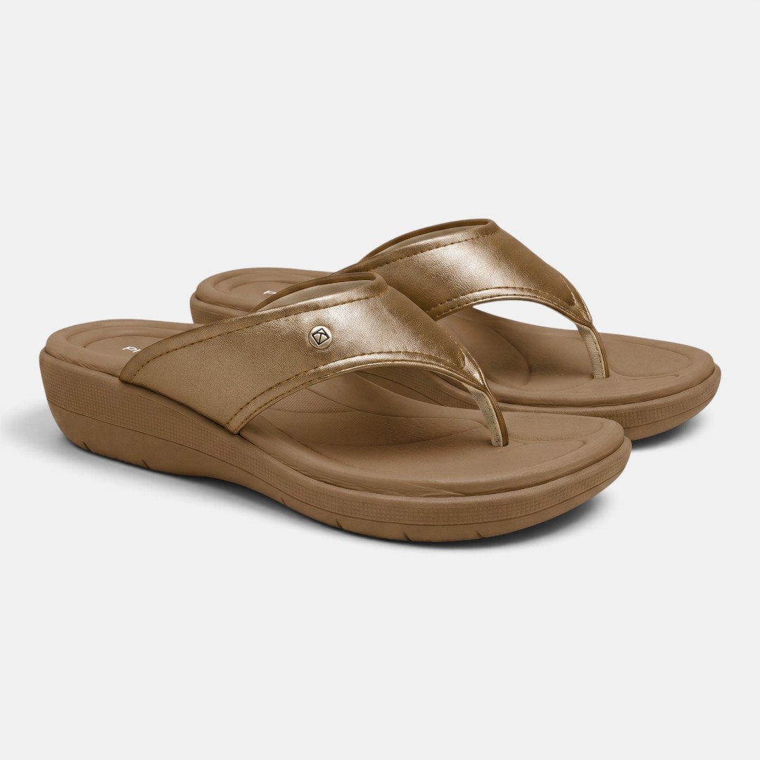 Tamanco Piccadilly Feminino Para Fascite Plantar Ouro Velho Dourado 2