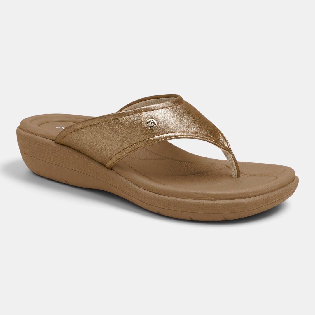 Tamanco Piccadilly Feminino Para Fascite Plantar Ouro Velho Dourado 3