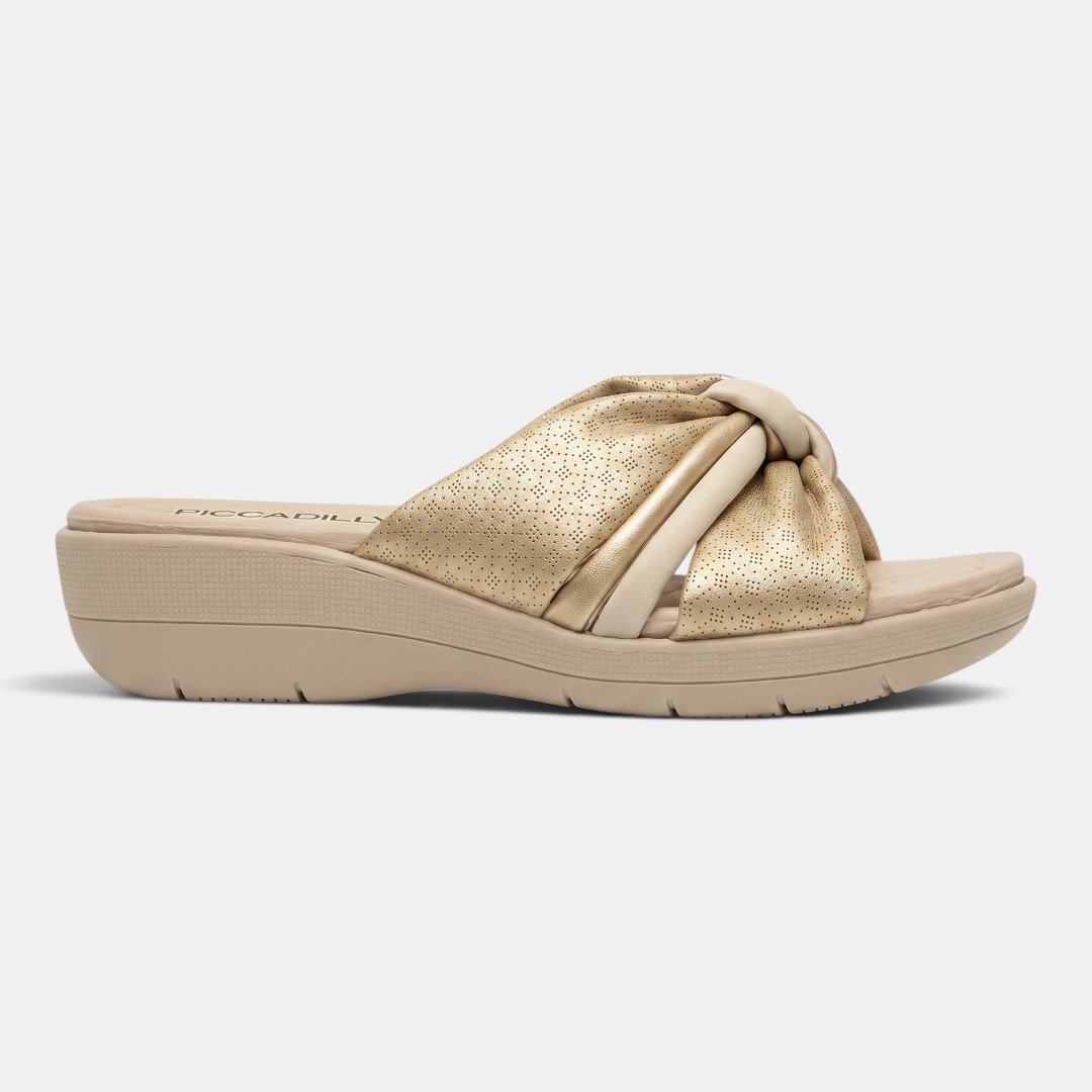 Tamanco Piccadilly Feminino Para Fascite Plantar Dourado
