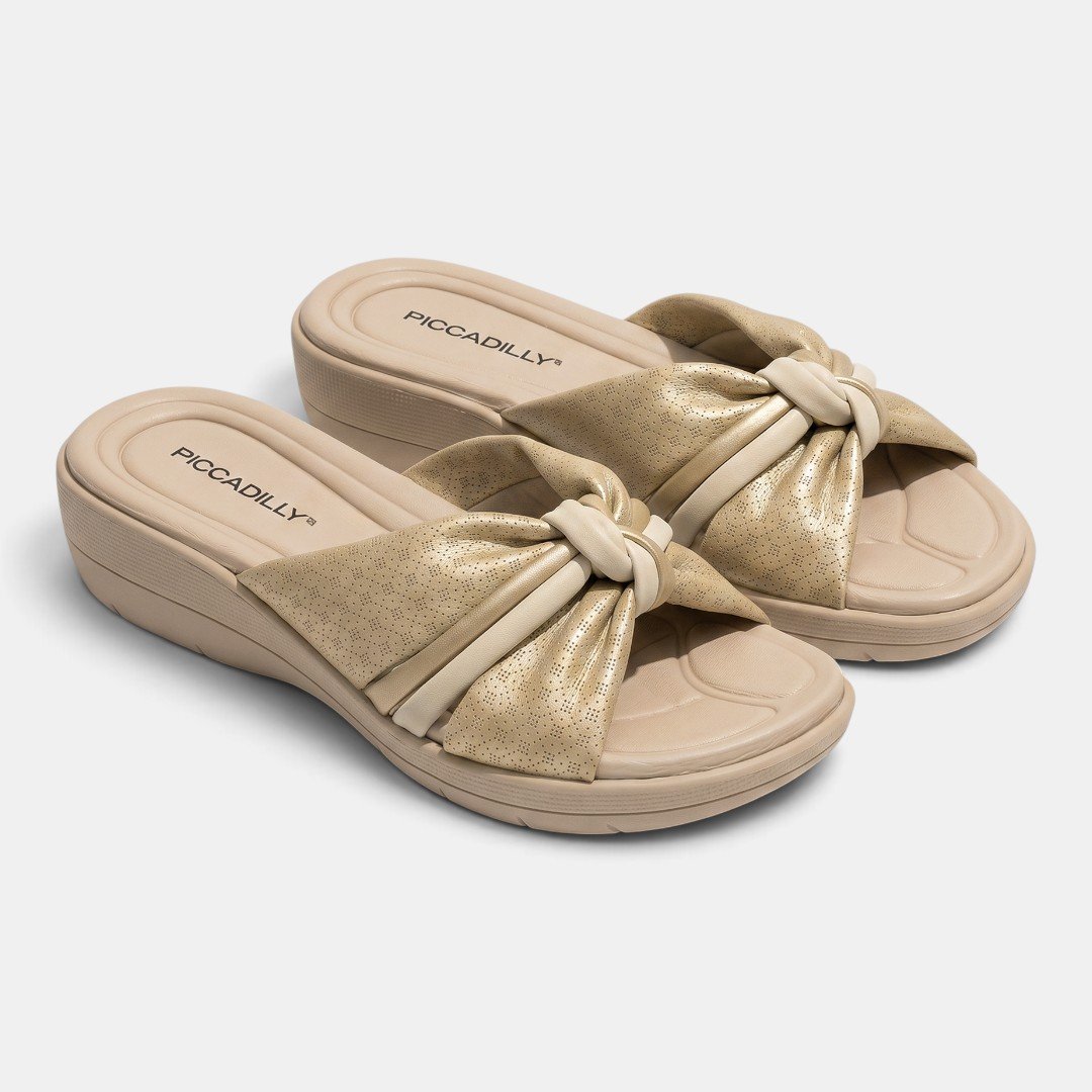 Tamanco Piccadilly Feminino Para Fascite Plantar Dourado Dourado 2