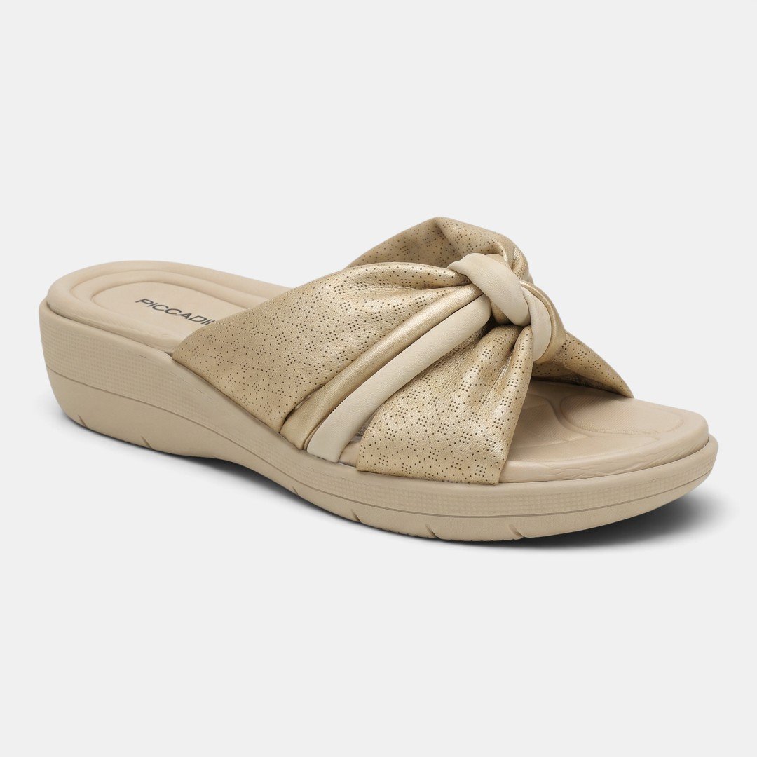 Tamanco Piccadilly Feminino Para Fascite Plantar Dourado Dourado 3