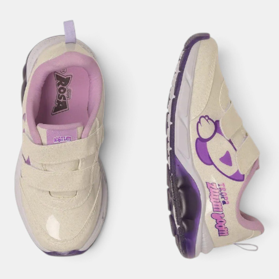 Tênis Infantil Feminino com Luz Katlen Dos Rosa Branco 2