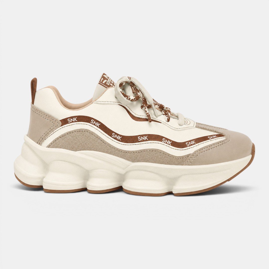 Tênis Chunky Ramarim Off White com Marrom