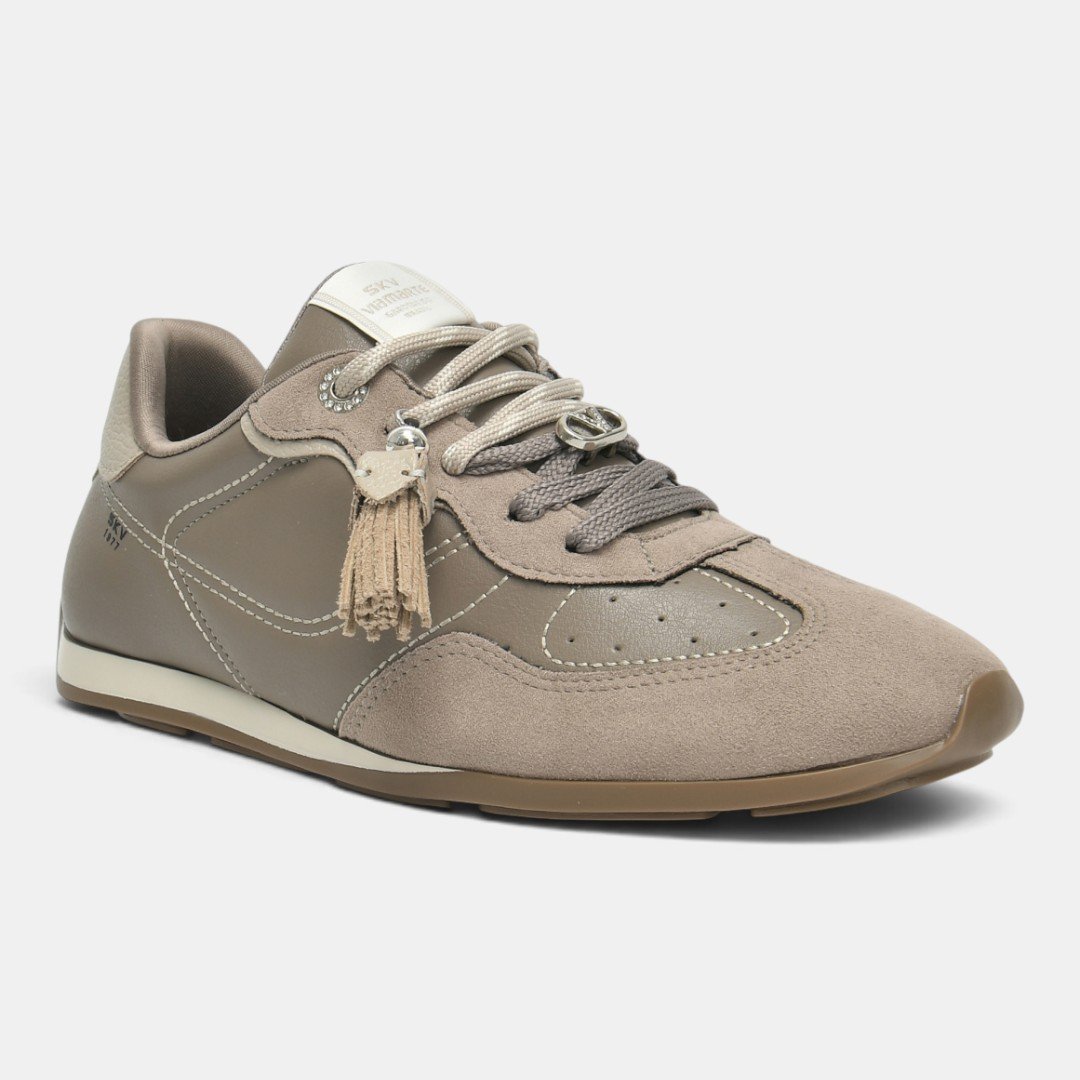 Tênis Via Marte Casual Feminino Retrô Cinza Marrom 2