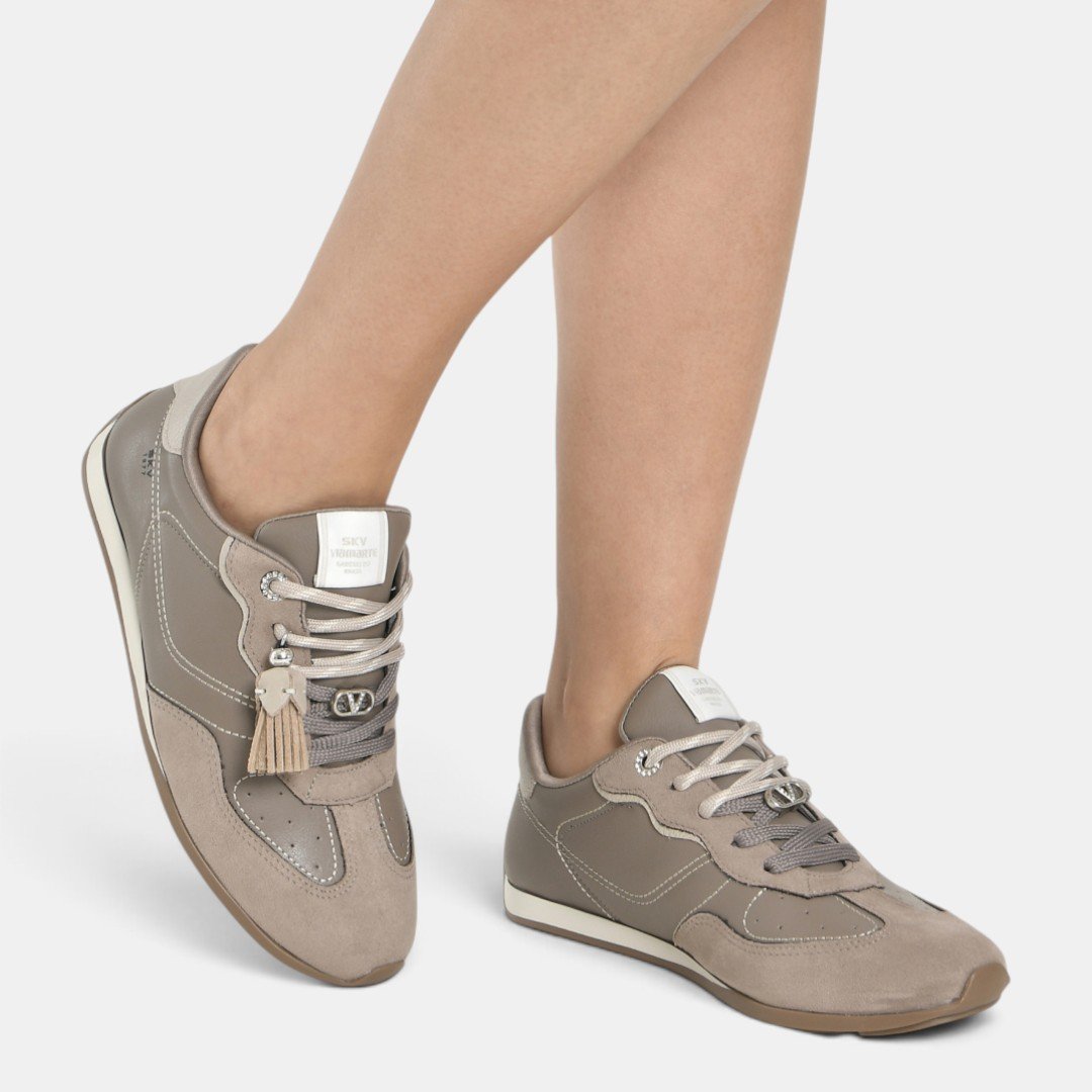 Tênis Via Marte Casual Feminino Retrô Cinza Marrom 3