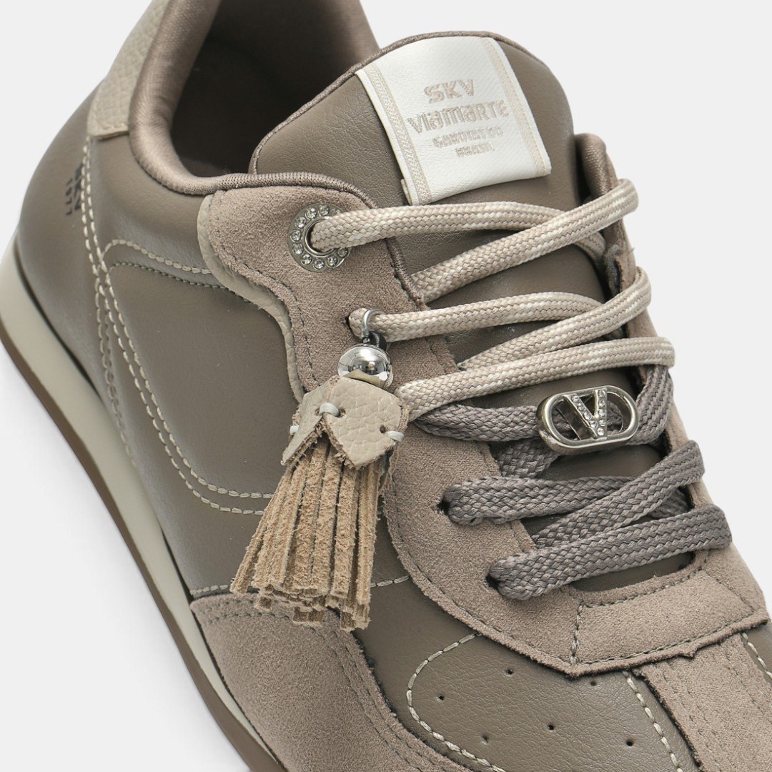 Tênis Via Marte Casual Feminino Retrô Cinza Marrom 5