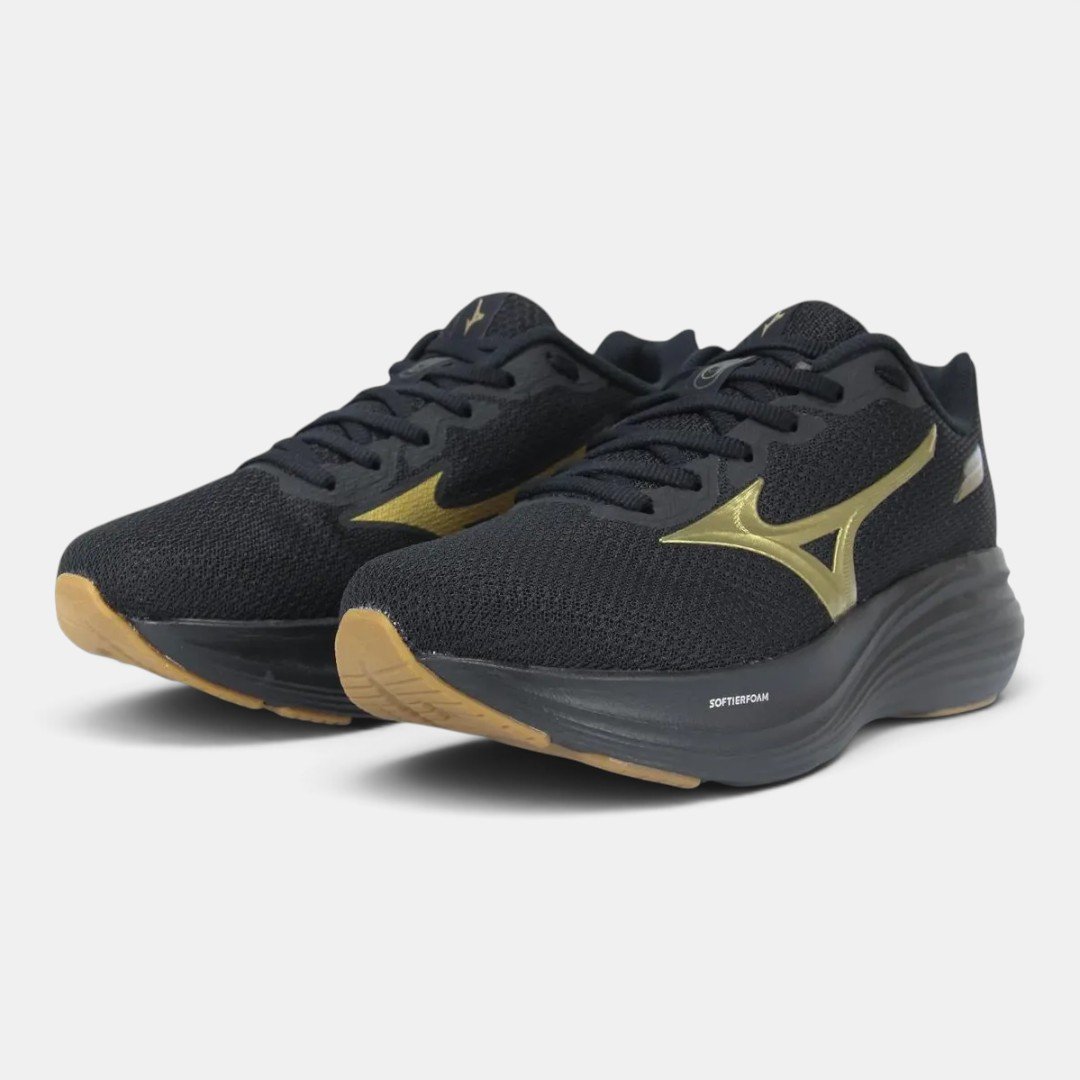 Tênis Mizuno Connect 2 Preto com Dourado Preto 2