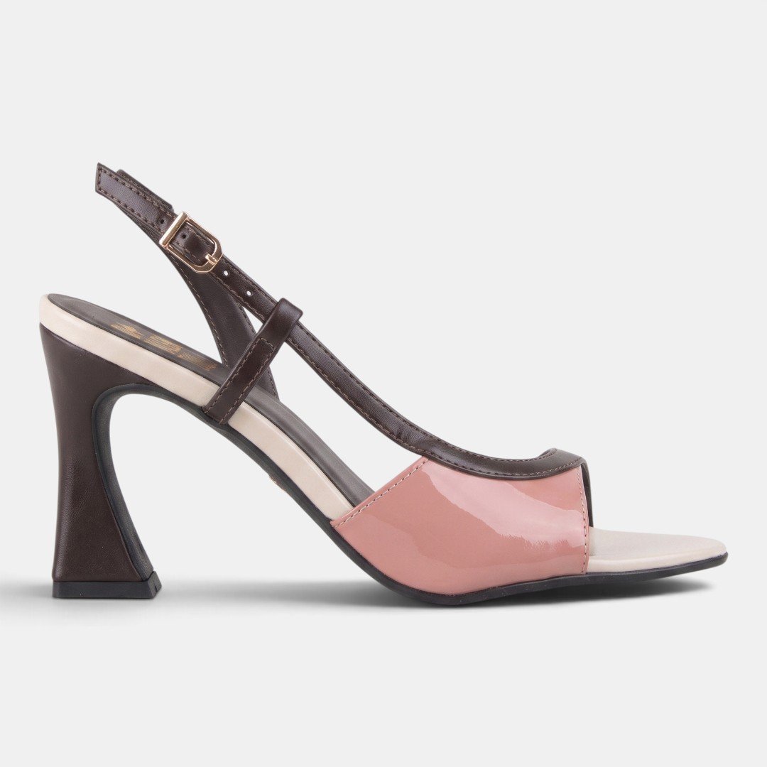 Sandália Di Valentini Salto Taça Marrom com Rosa