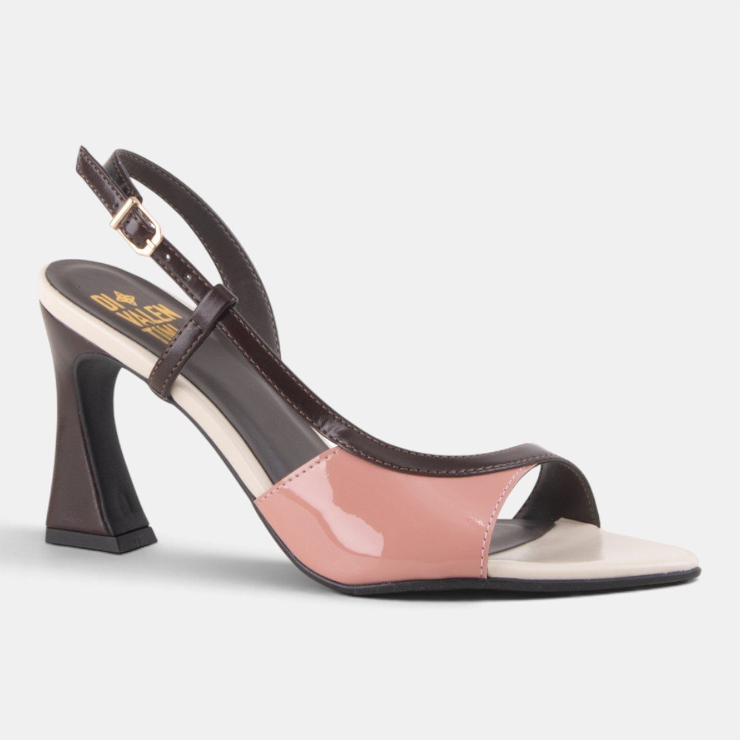 Sandália Di Valentini Salto Taça Marrom com Rosa Preto 2