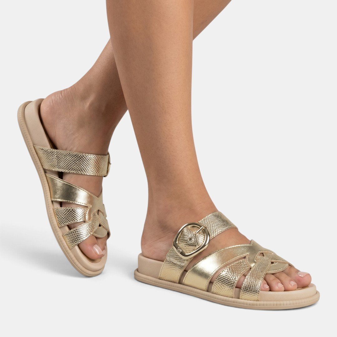 Papete Piccadilly Feminina Metalizada Dourada Dourado 2