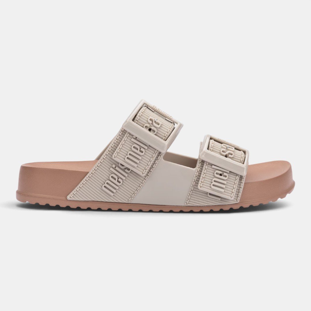 Chinelo Mini Melissa Cozy Slide M-Lover Infantil Bege com Marrom
