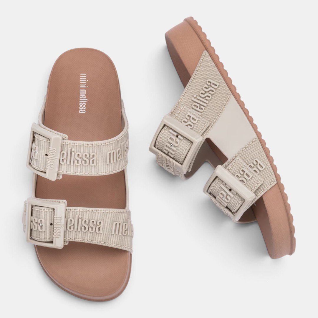 Chinelo Mini Melissa Cozy Slide M-Lover Infantil Bege com Marrom Marrom 2
