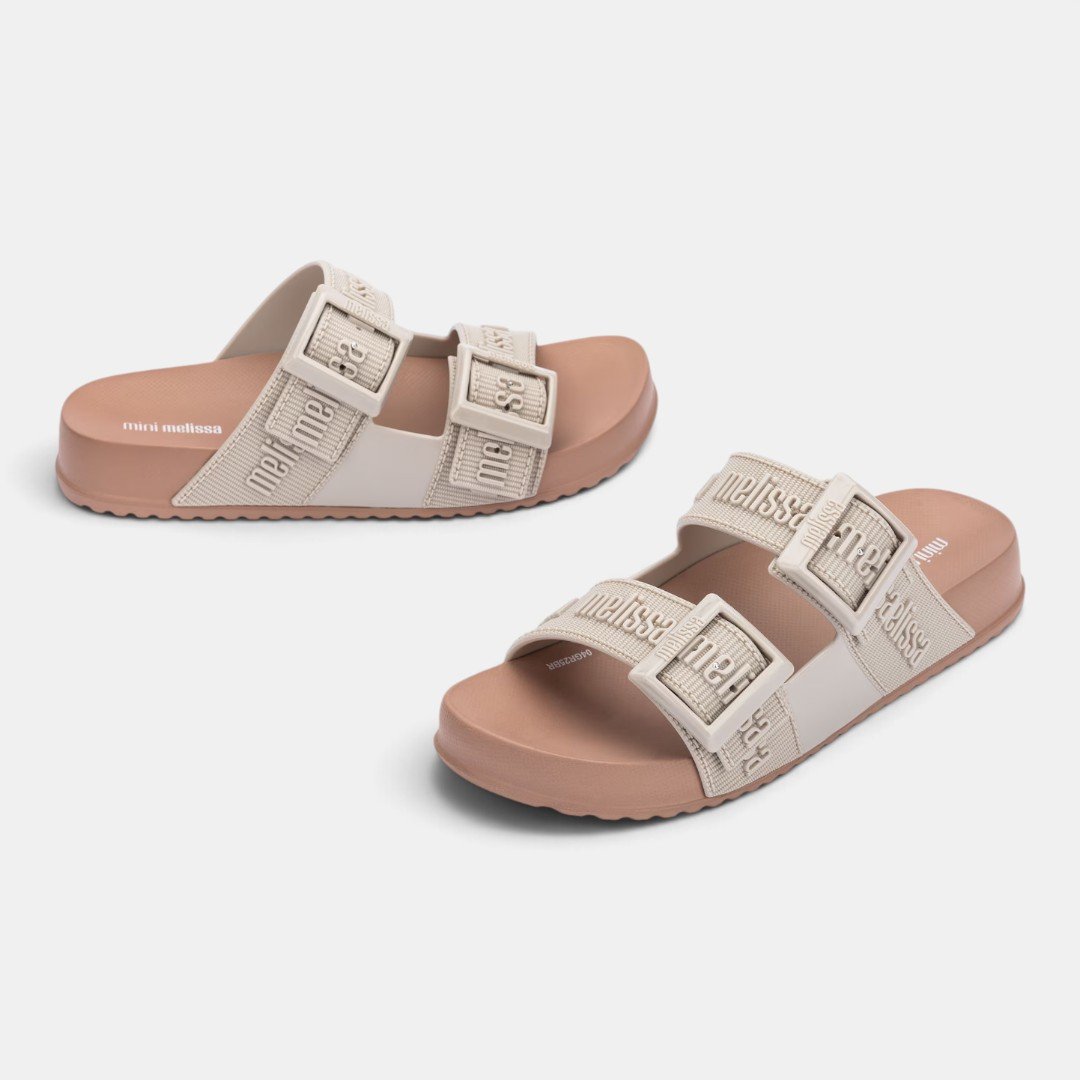 Chinelo Mini Melissa Cozy Slide M-Lover Infantil Bege com Marrom Marrom 3
