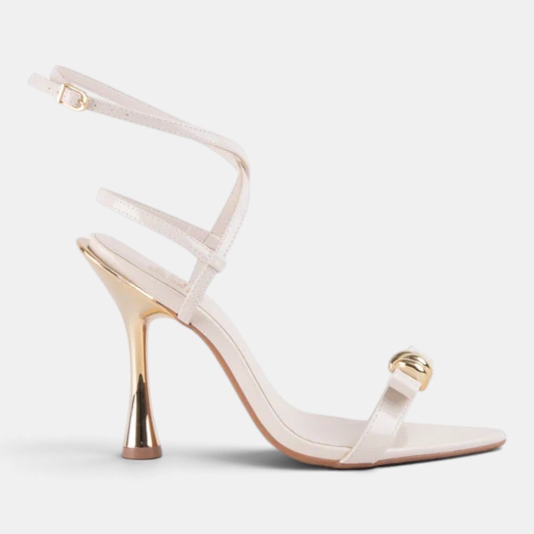 Sandália Di Valentini Salto Fino Verniz Off White