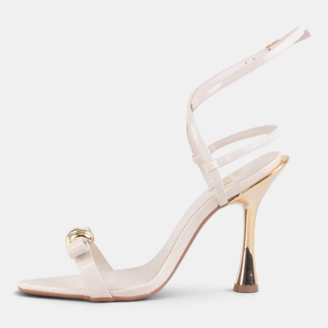 Sandália Di Valentini Salto Fino Verniz Off White Branco 4