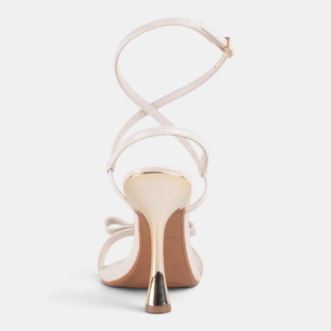 Sandália Di Valentini Salto Fino Verniz Off White Branco 5
