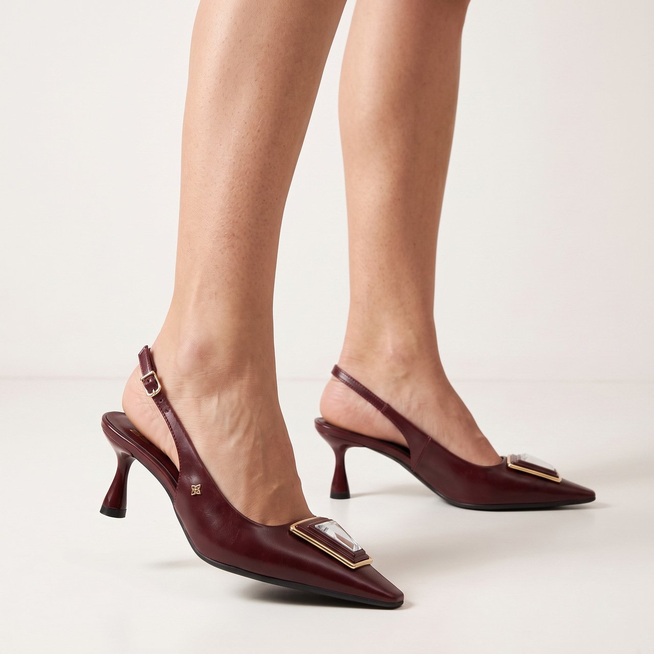Scarpin Slingback Di Valentini Vinho Vermelho 2
