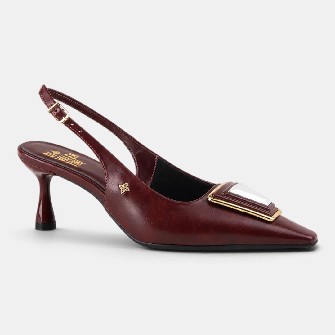 Scarpin Slingback Di Valentini Vinho Vermelho 3