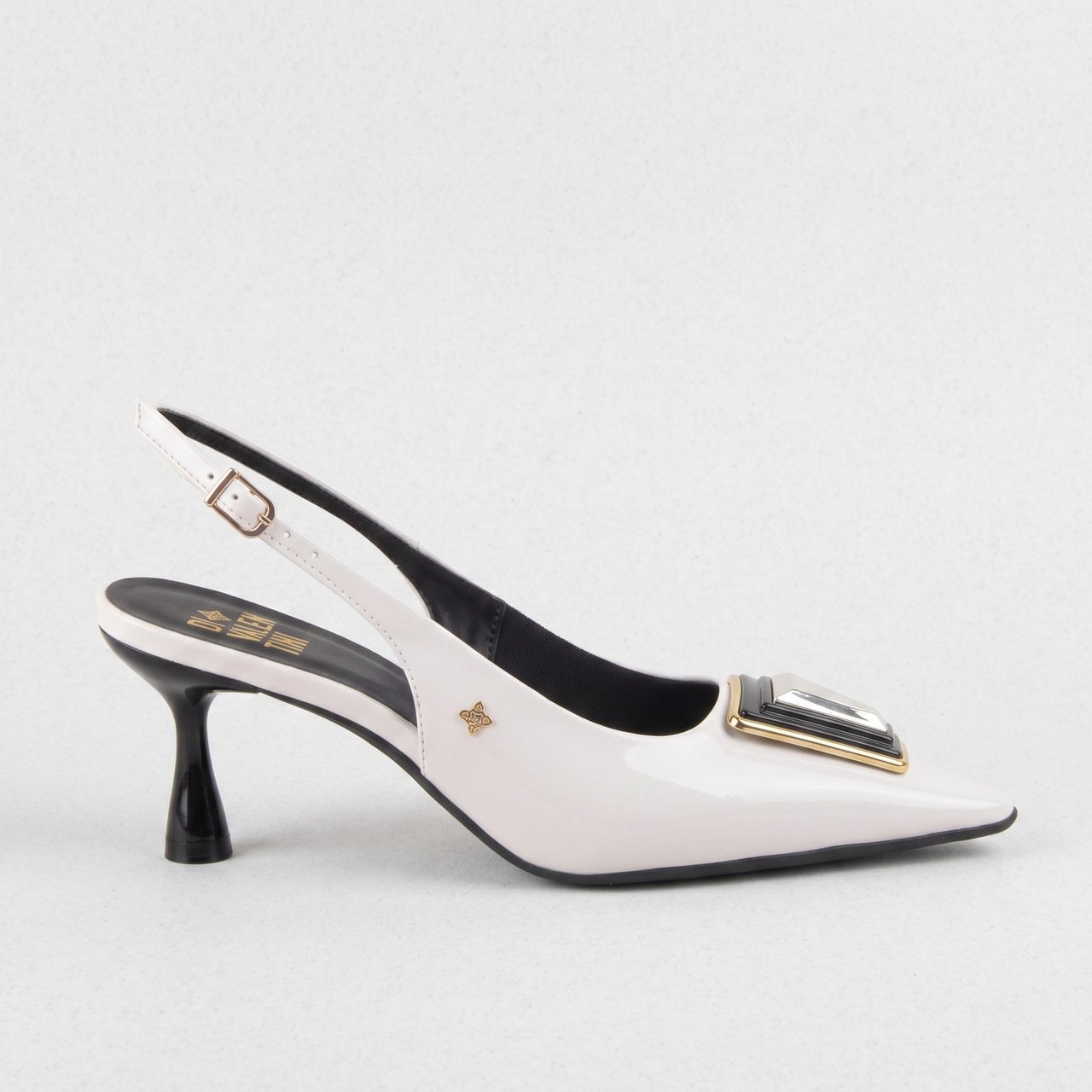 Scarpin Slingback Di Valentini Verniz Off White