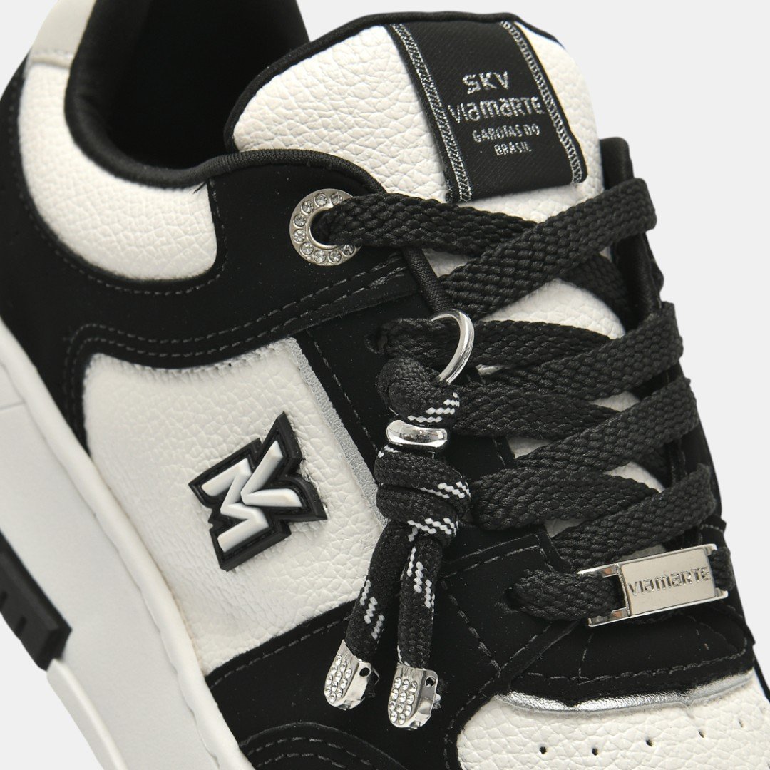 Tênis Via Marte Feminino Branco com Preto Preto 4