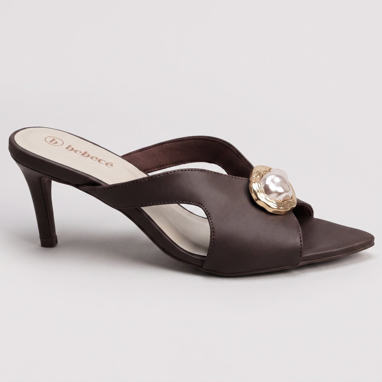 Tamanco Bebecê Feminino Com Bico Folha Marrom Marrom 3