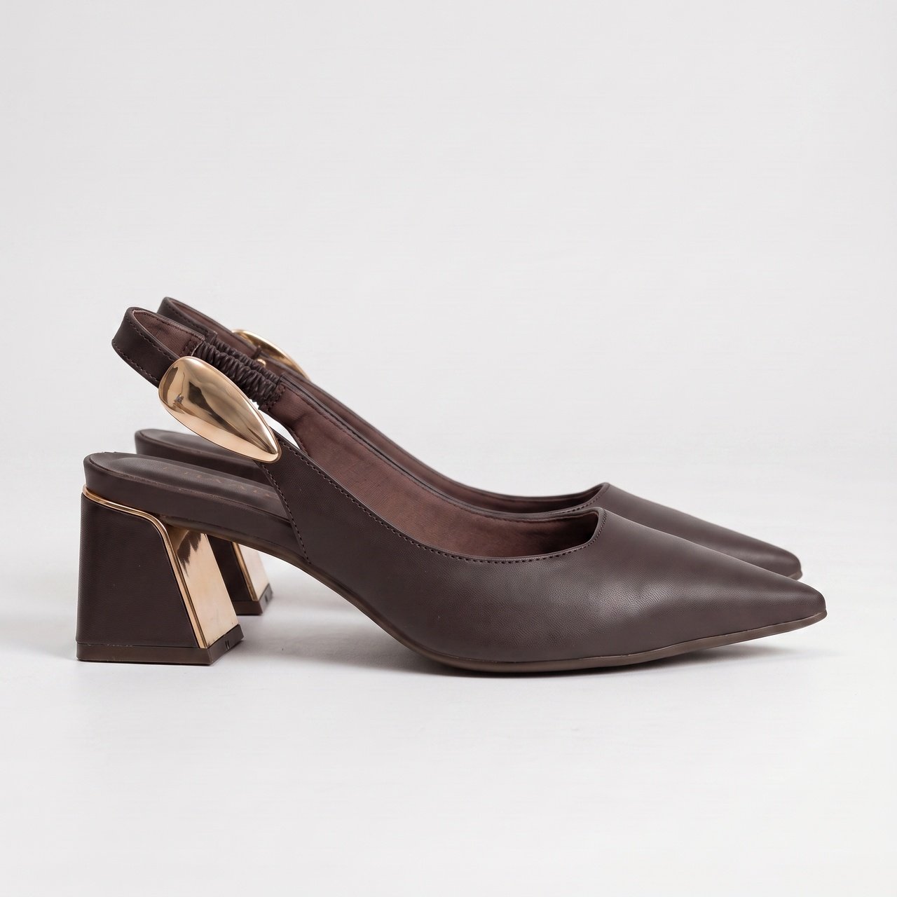 Scarpin Slingback Bebecê Marrom Marrom 3