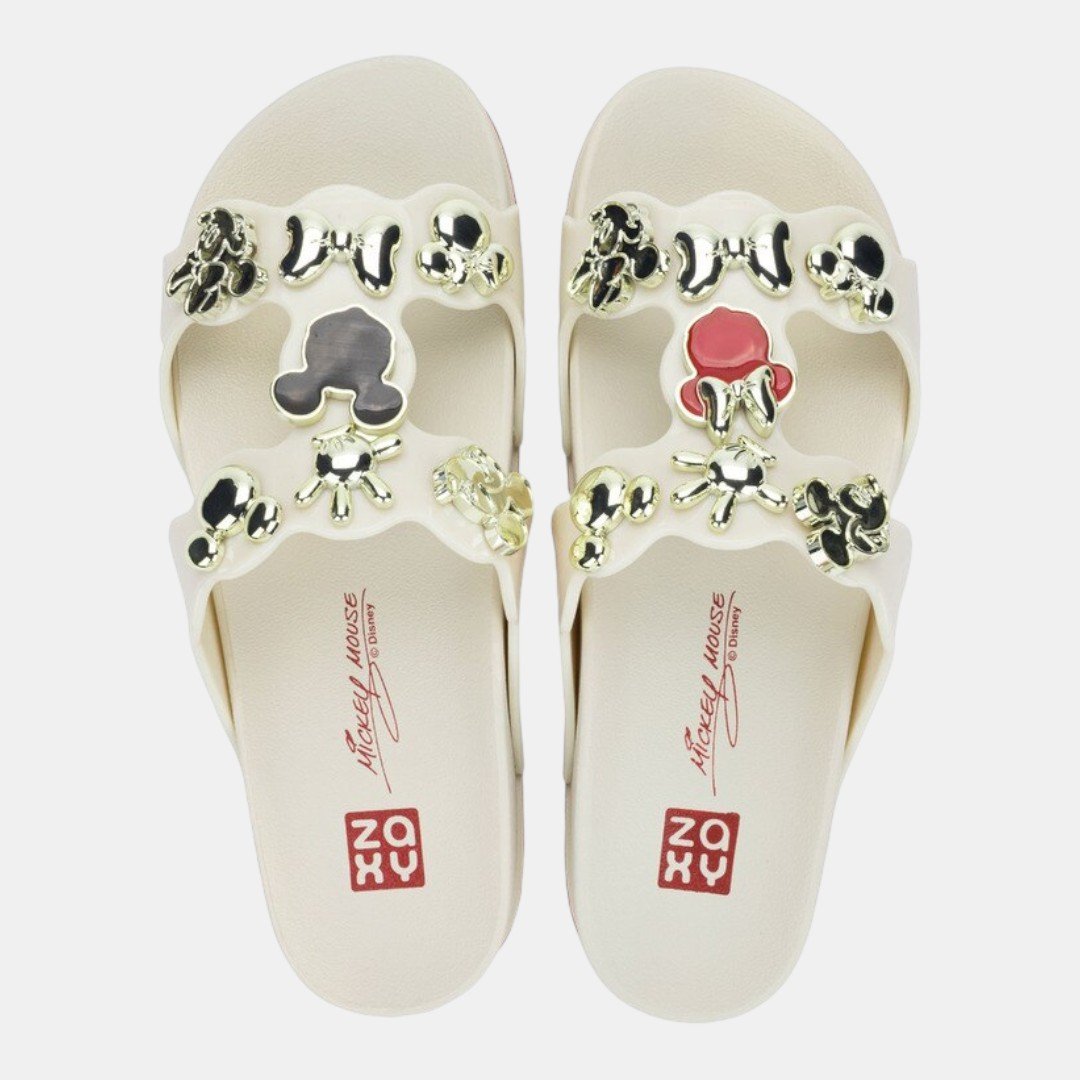 Chinelo Slide Zaxy Disney Minnie Charms Off White Branco 2