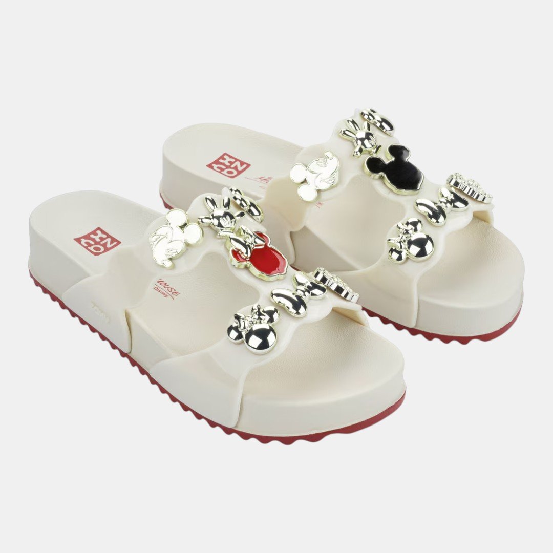 Chinelo Slide Zaxy Disney Minnie Charms Off White Branco 4