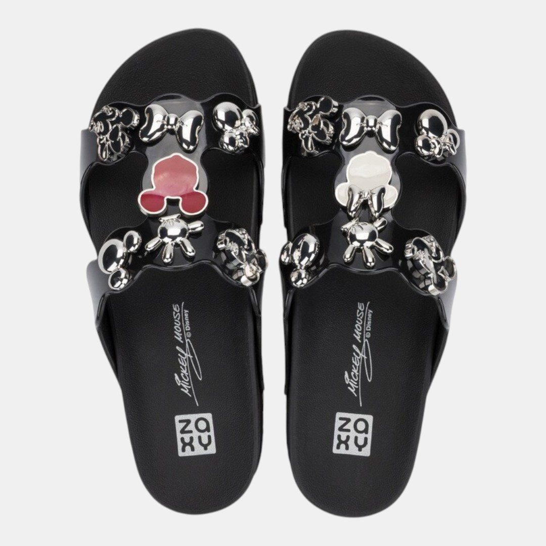 Chinelo Slide Zaxy Disney Minnie Charms Preto Preto 2