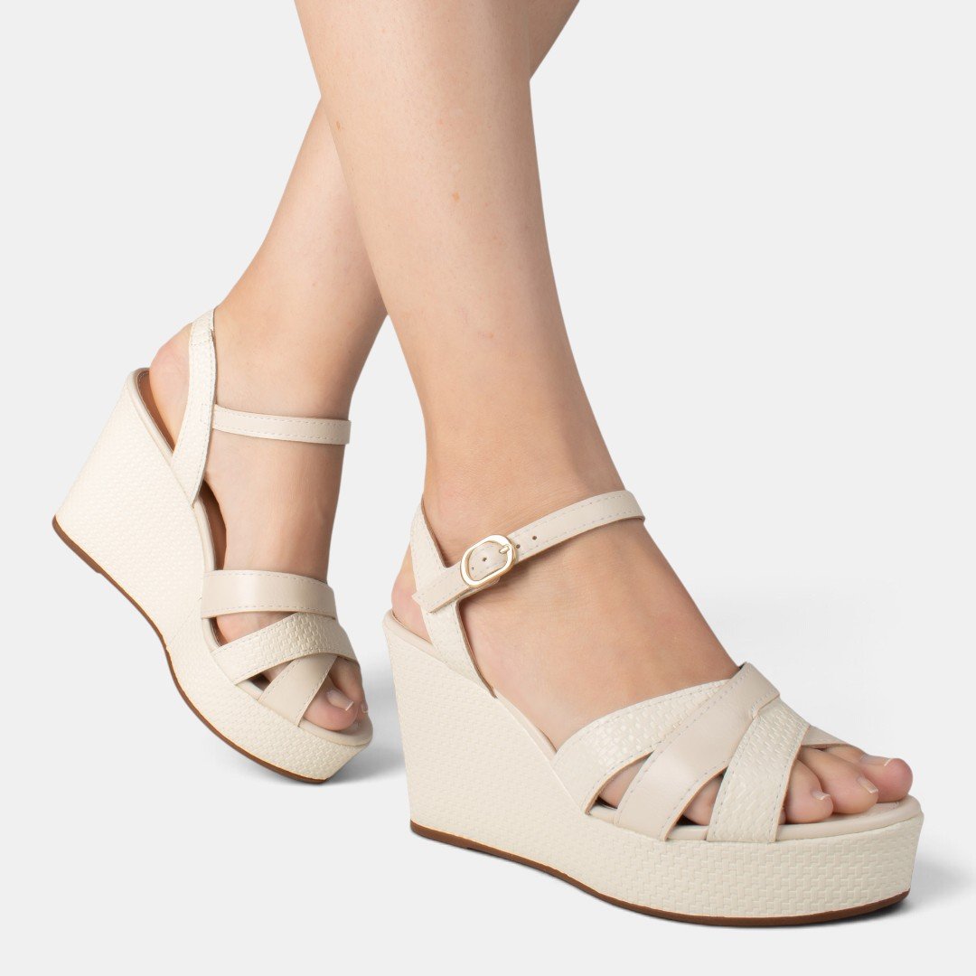 Sandália Anabela Dakota Off White Branco 2