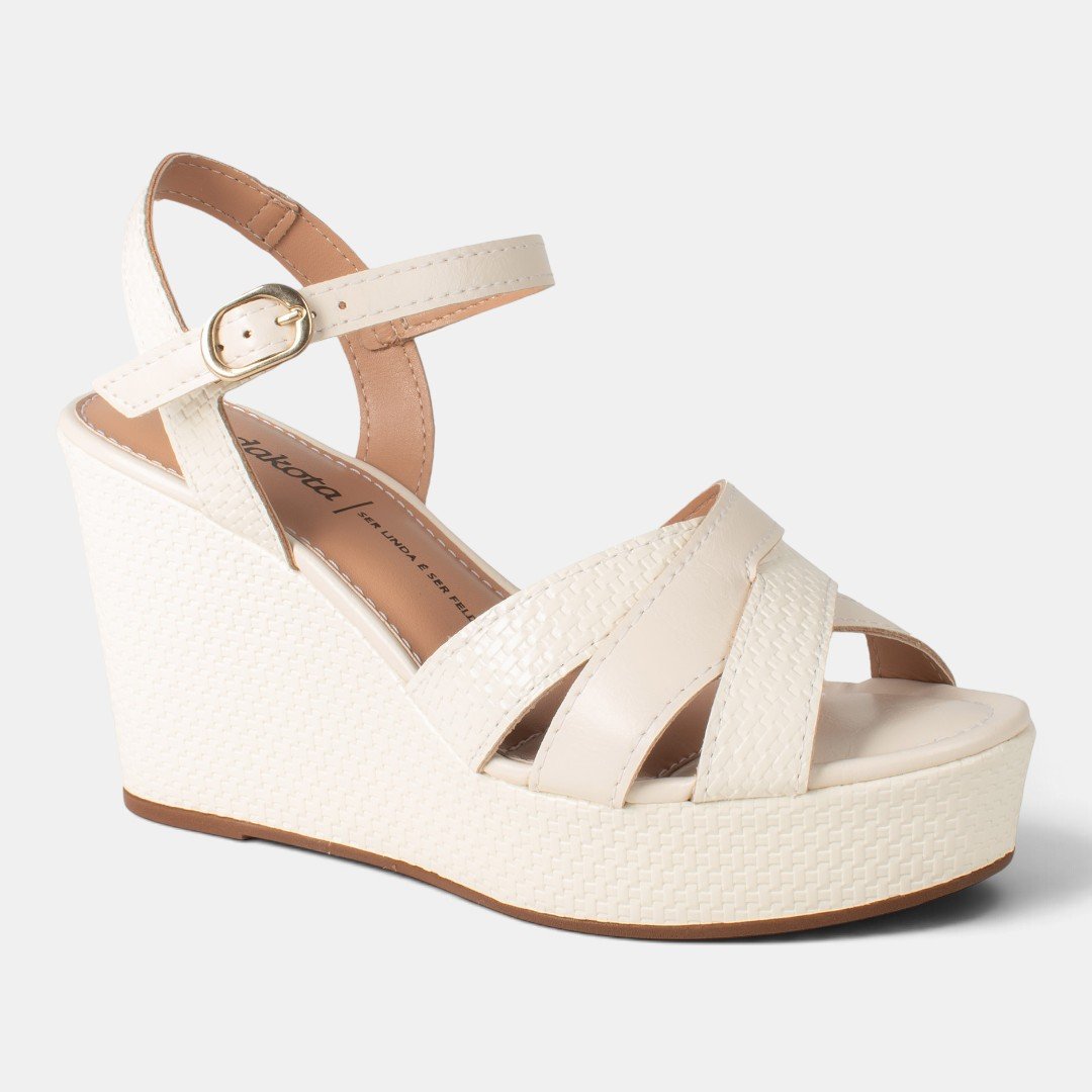 Sandália Anabela Dakota Off White Branco 3
