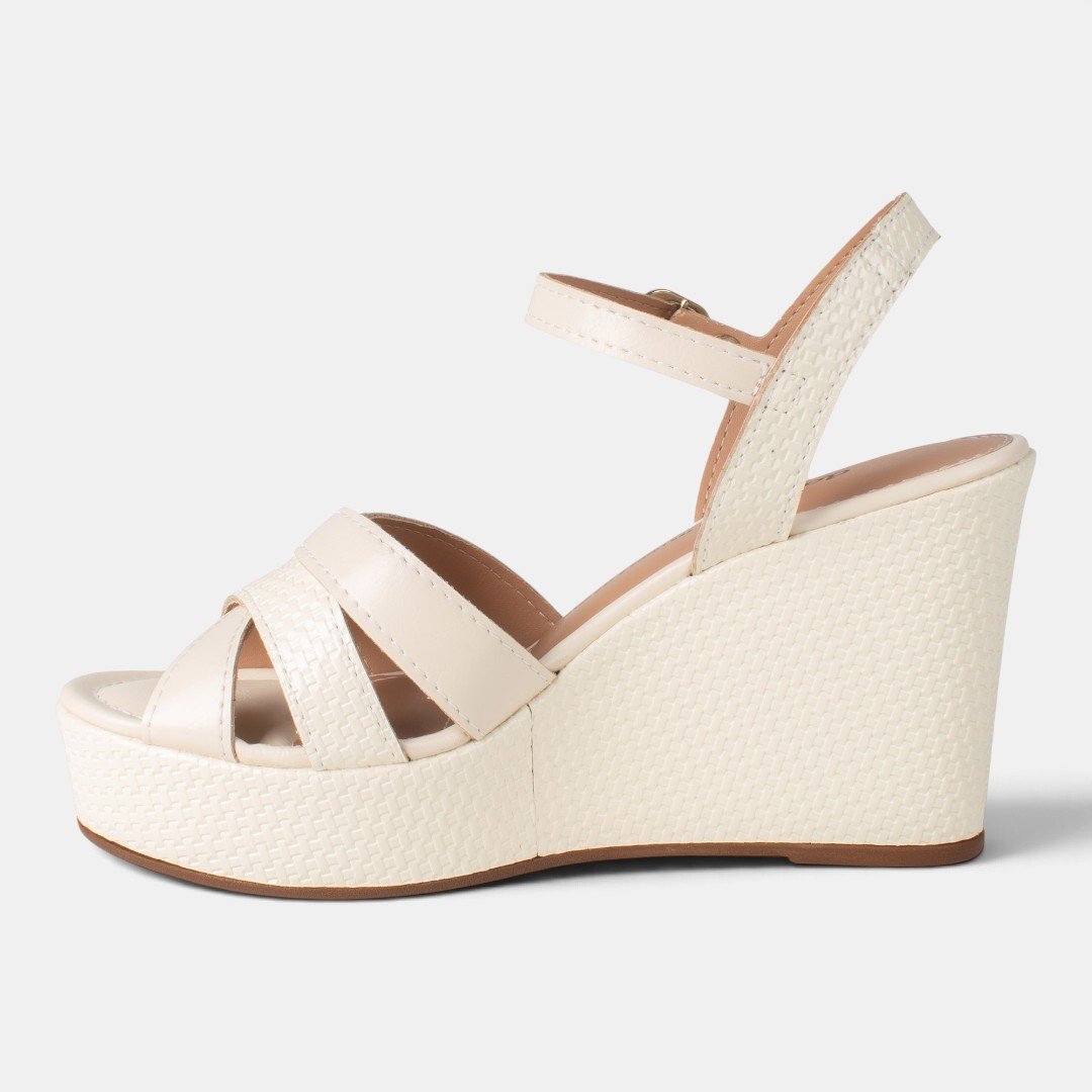 Sandália Anabela Dakota Off White Branco 4