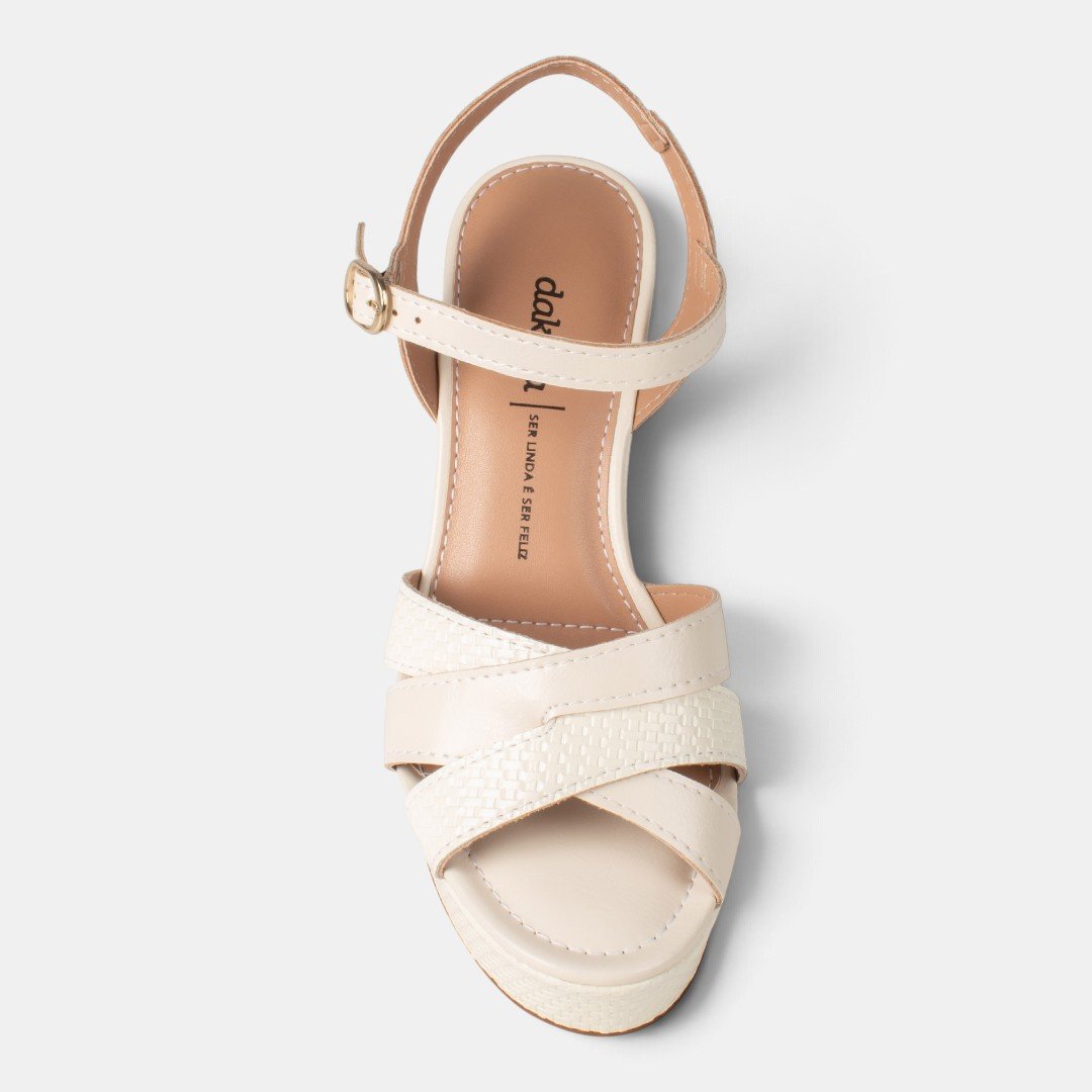Sandália Anabela Dakota Off White Branco 6
