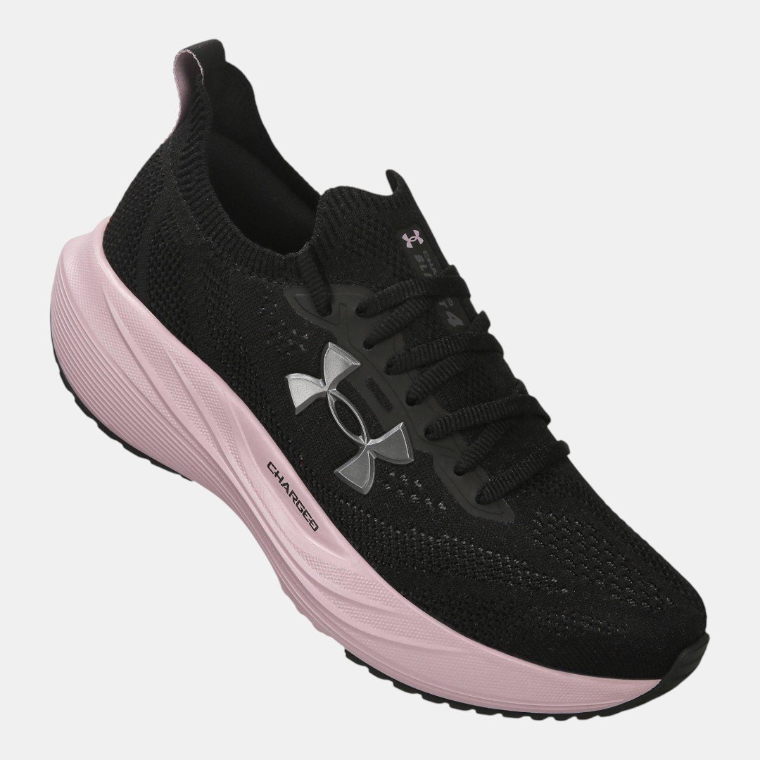 Tênis Under Armour Charged Slight 4 Preto com Rosa Preto 2