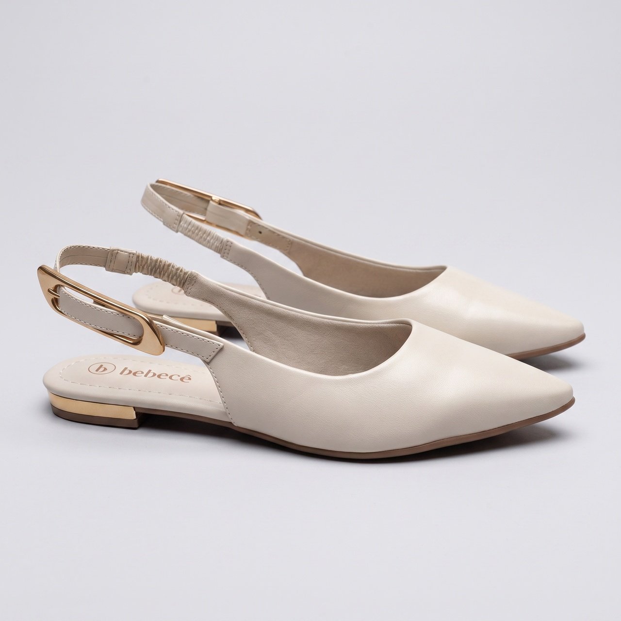 Sapatilha Slingback Bebecê Off White Bege 3