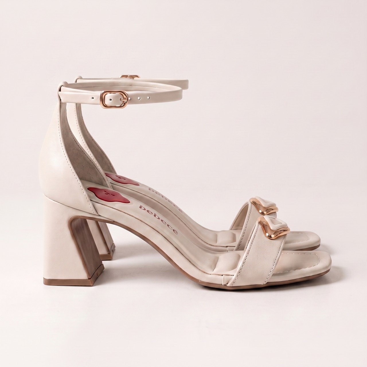 Sandália Bebecê Feminina De Salto Médio Off White Bege 3