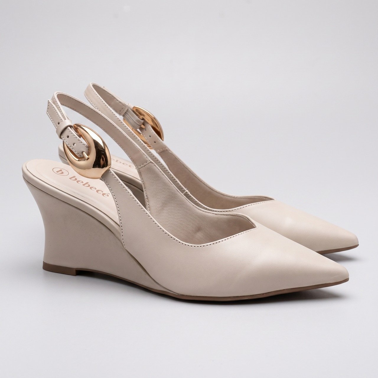 Scarpin Slingback Anabela Bebecê Off White Bege 3