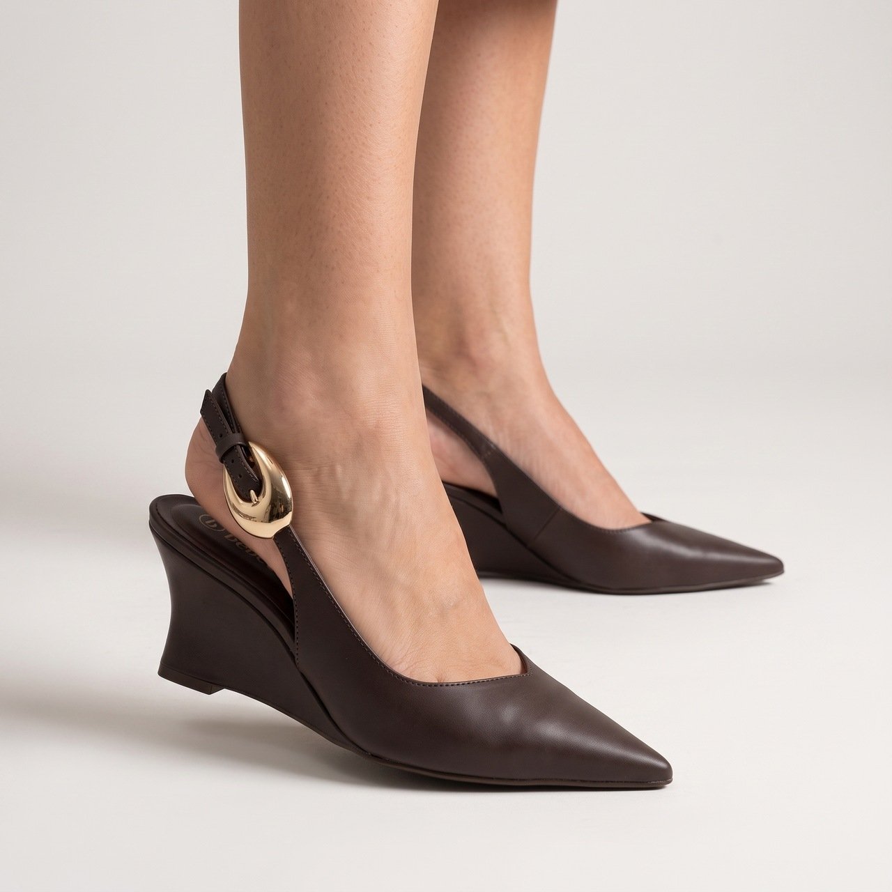 Scarpin Slingback Anabela Bebecê Marrom Marrom 2