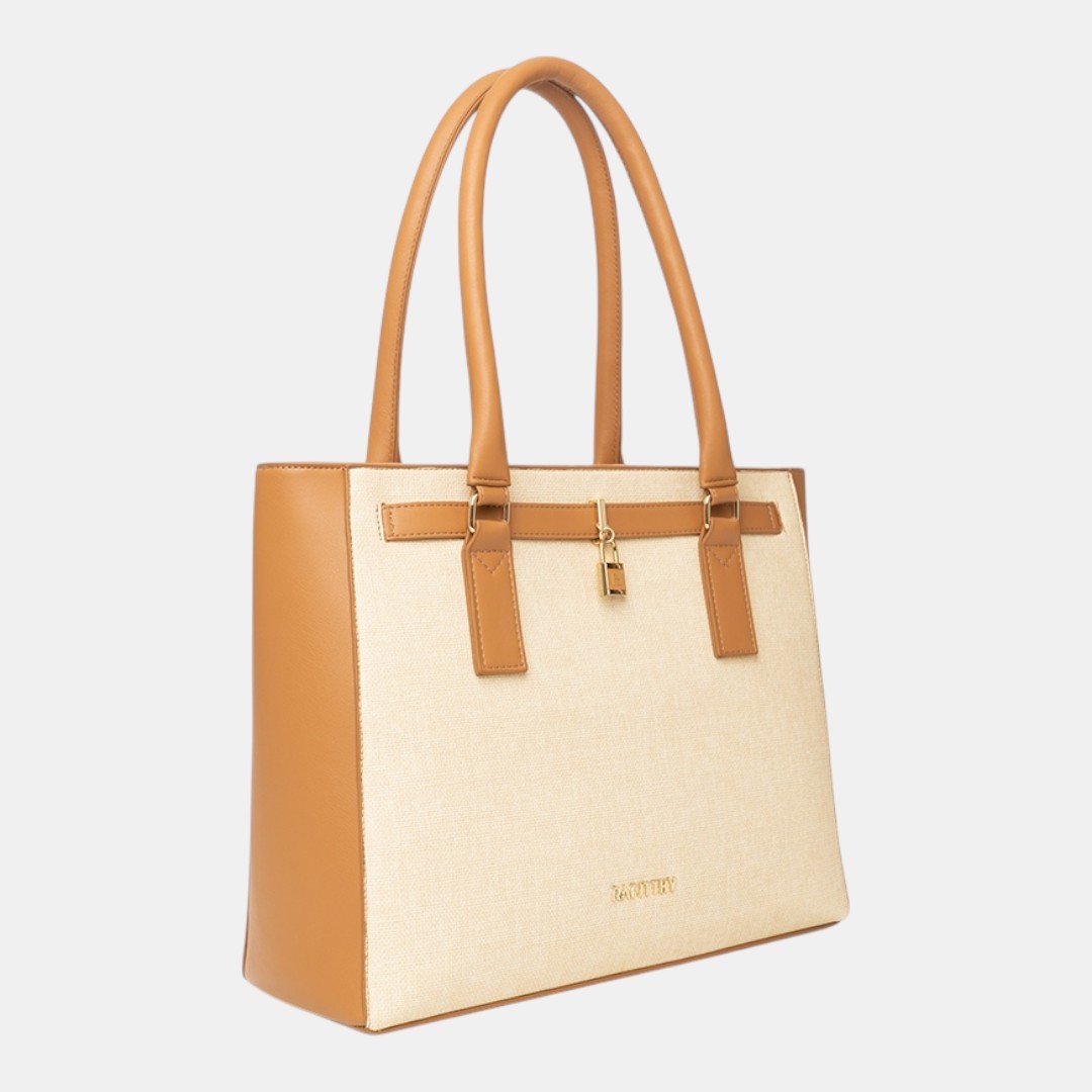 Bolsa Rafitthy Tote Heritage Lock Caramelo Bege 3