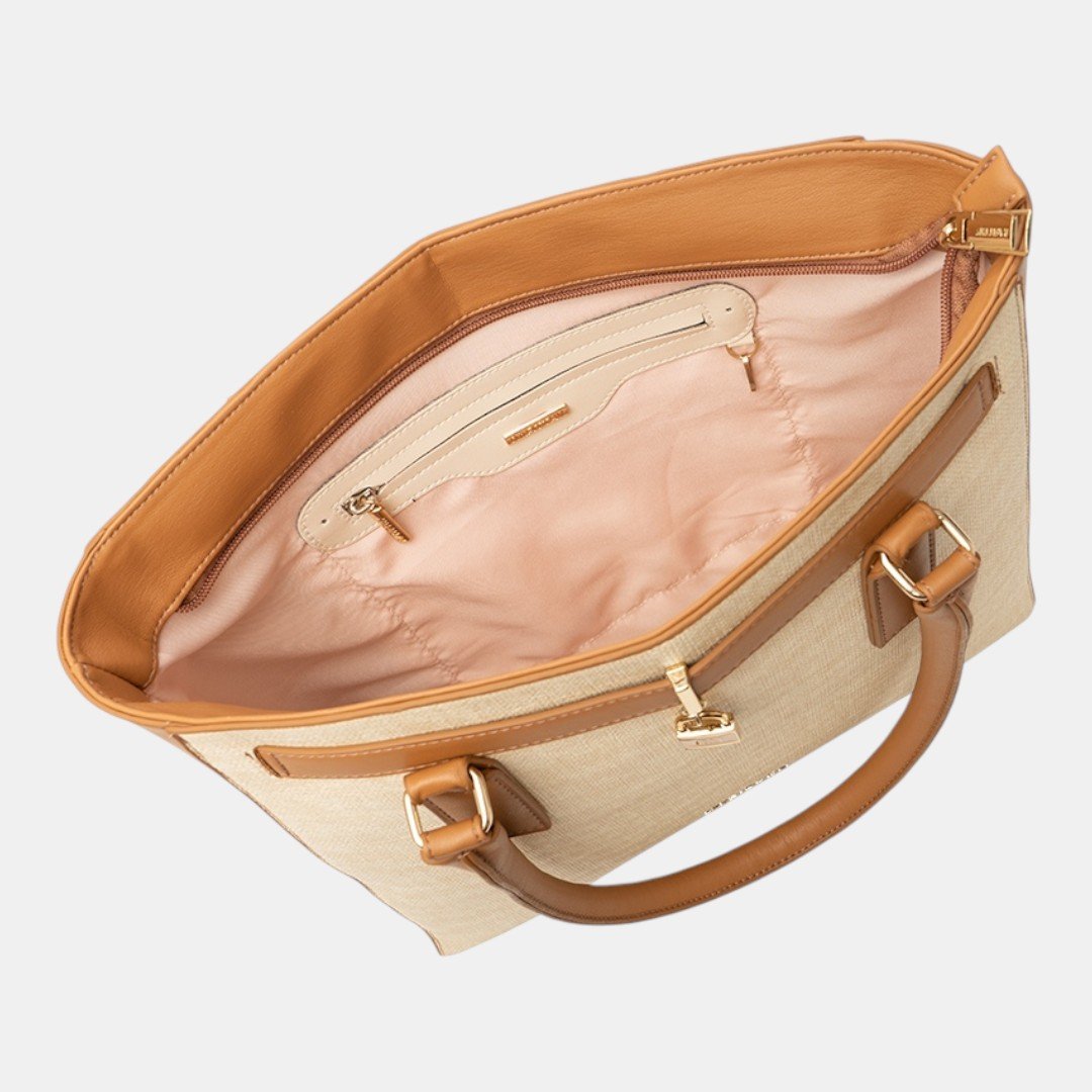 Bolsa Rafitthy Tote Heritage Lock Caramelo Bege 5