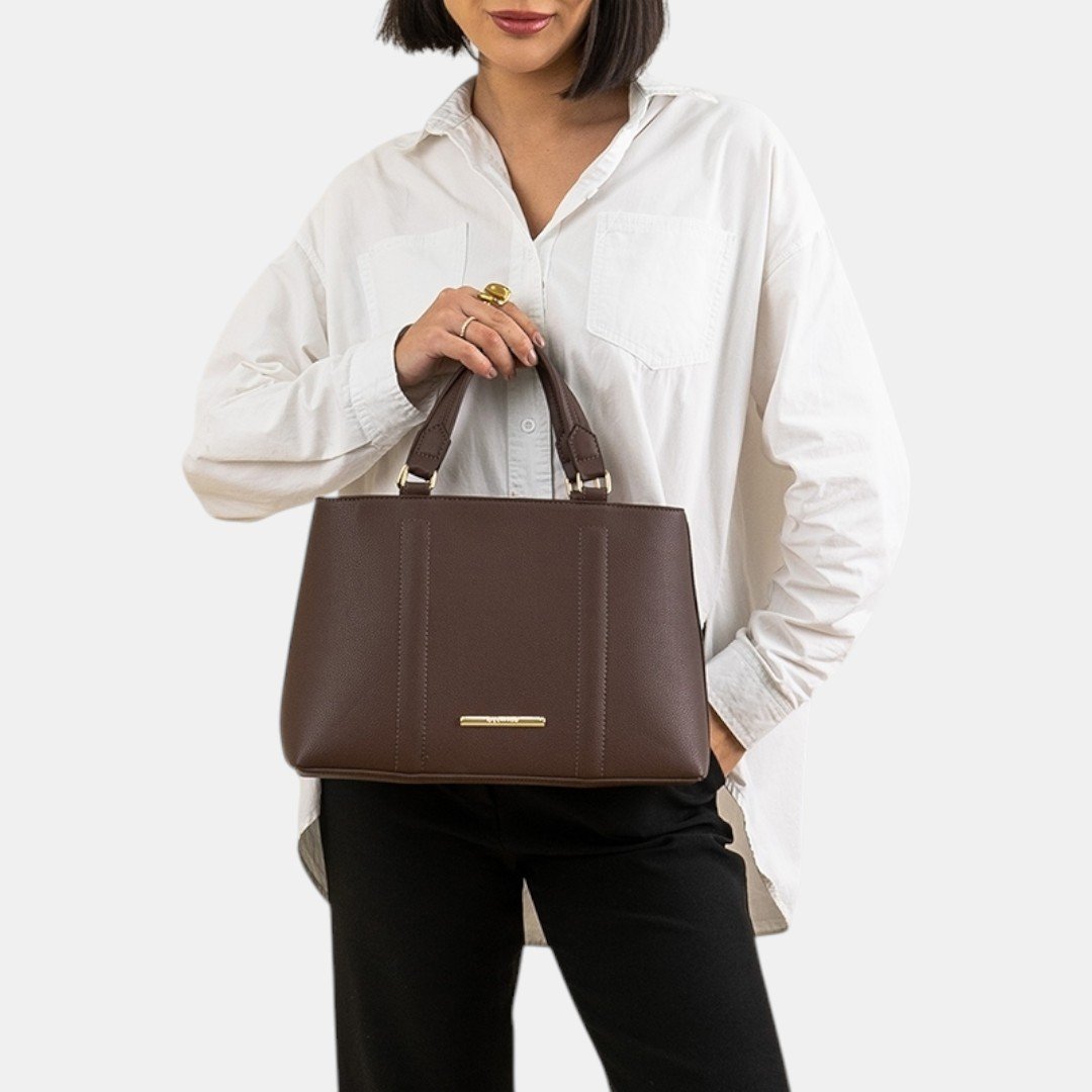 Bolsa Rafitthy Satchel Classic Chic Marrom Marrom 2