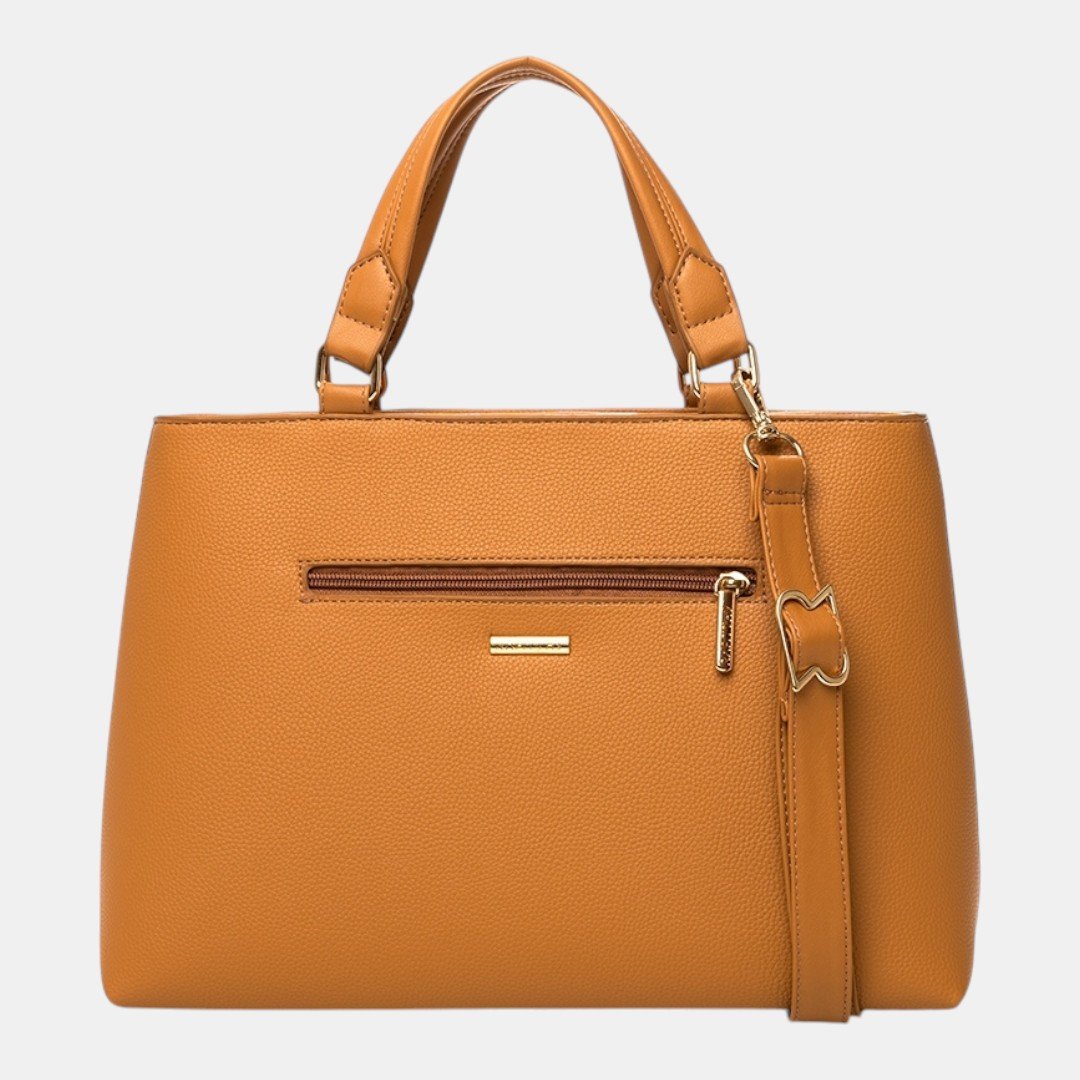 Bolsa Rafitthy Satchel Classic Chic Caramelo Bege 4