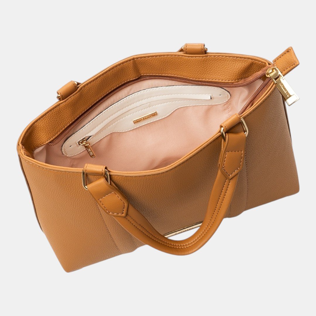 Bolsa Rafitthy Satchel Classic Chic Caramelo Bege 5