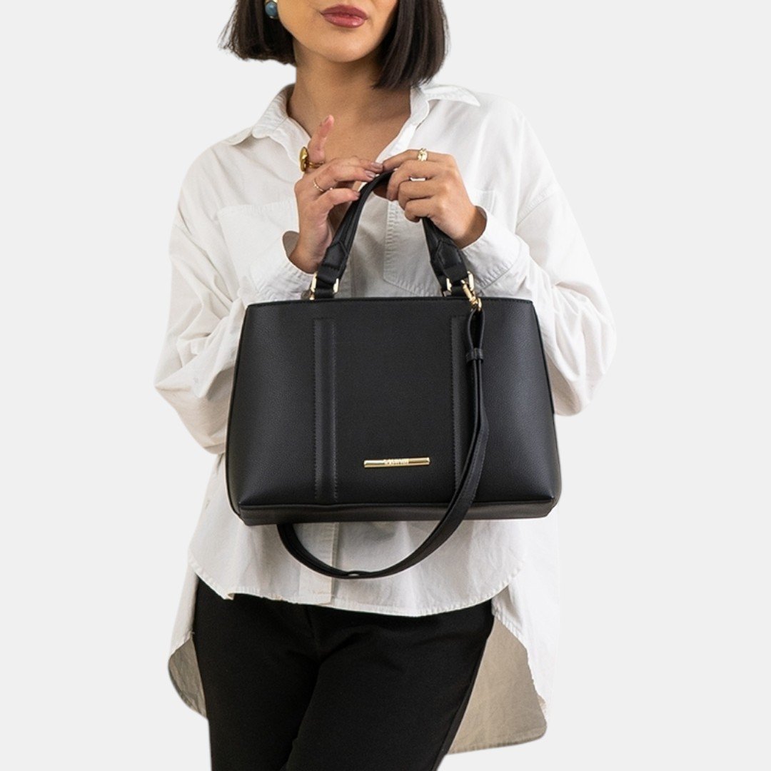 Bolsa Rafitthy Satchel Classic Chic Preta Preto 2