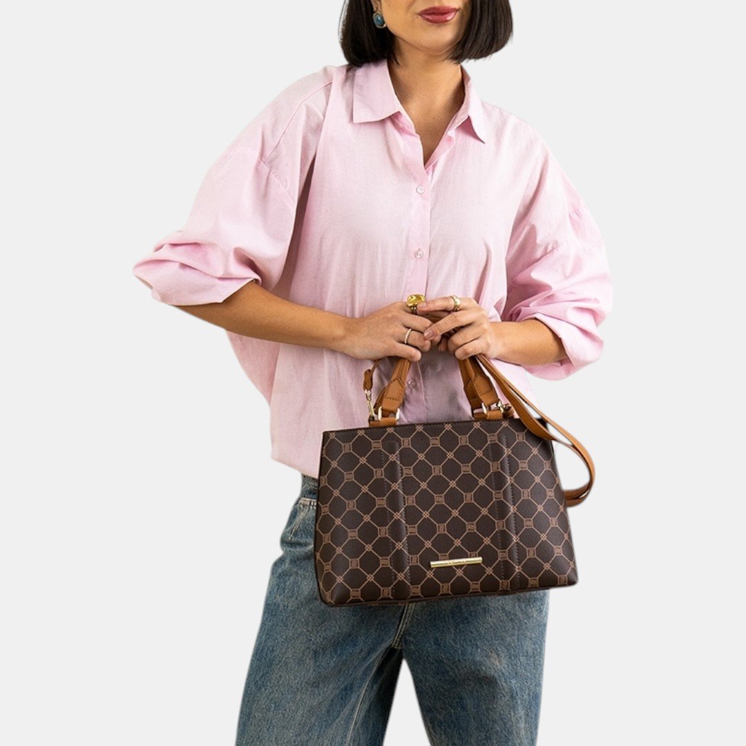 Bolsa Rafitthy Satchel Classic Chic Marrom Marrom 2