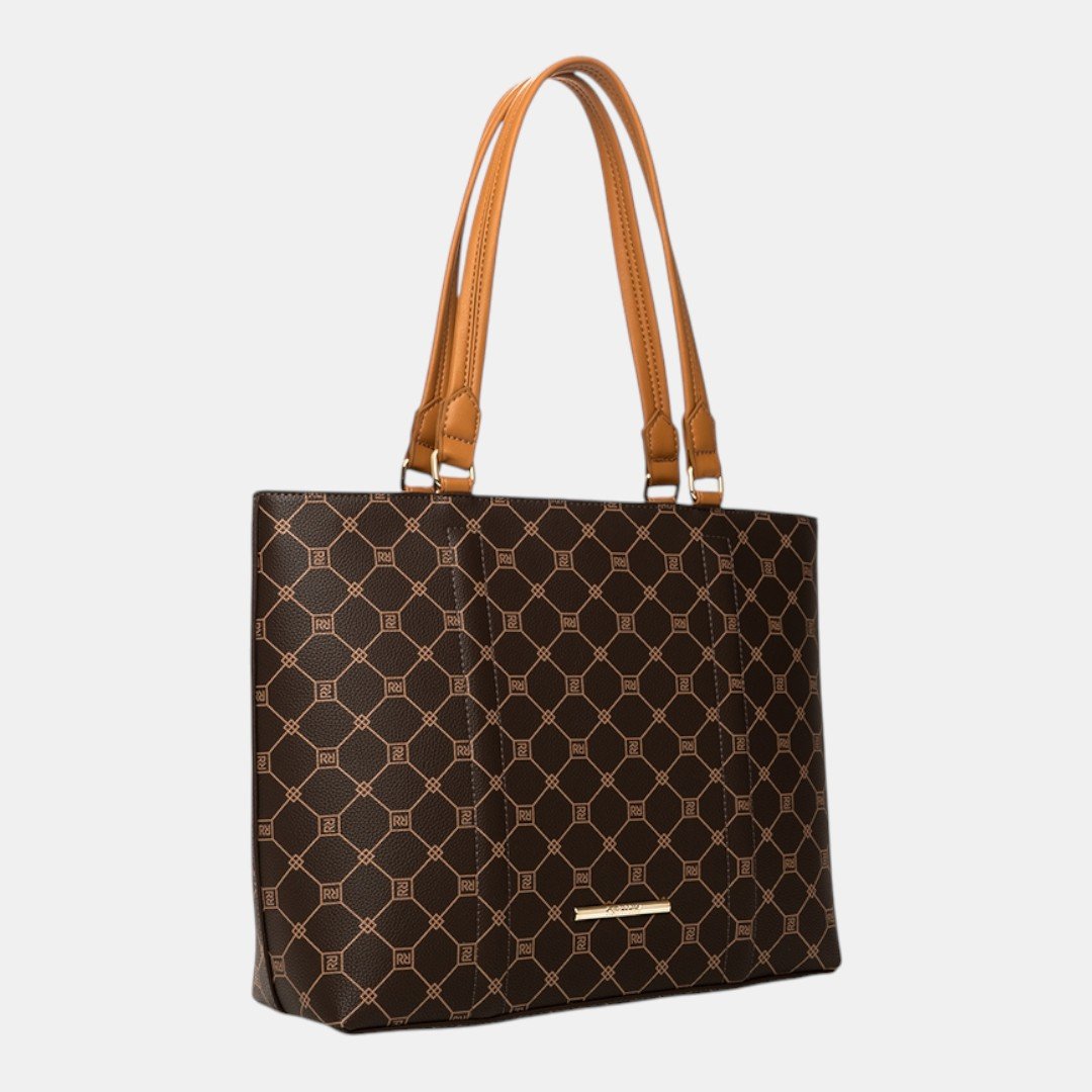 Bolsa Rafitthy Tote Signature Icon Monograma Marrom Marrom 3