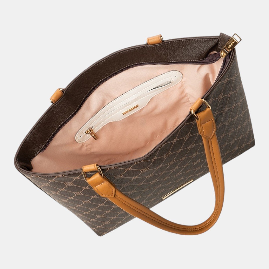 Bolsa Rafitthy Tote Signature Icon Monograma Marrom Marrom 5