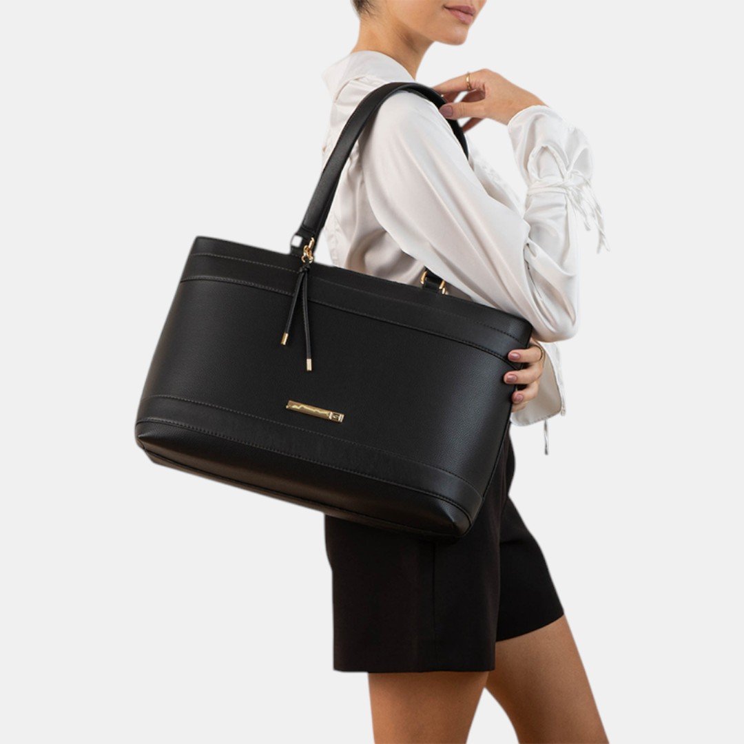 Bolsa Rafitthy Tote Office Chic Preta Preto 2