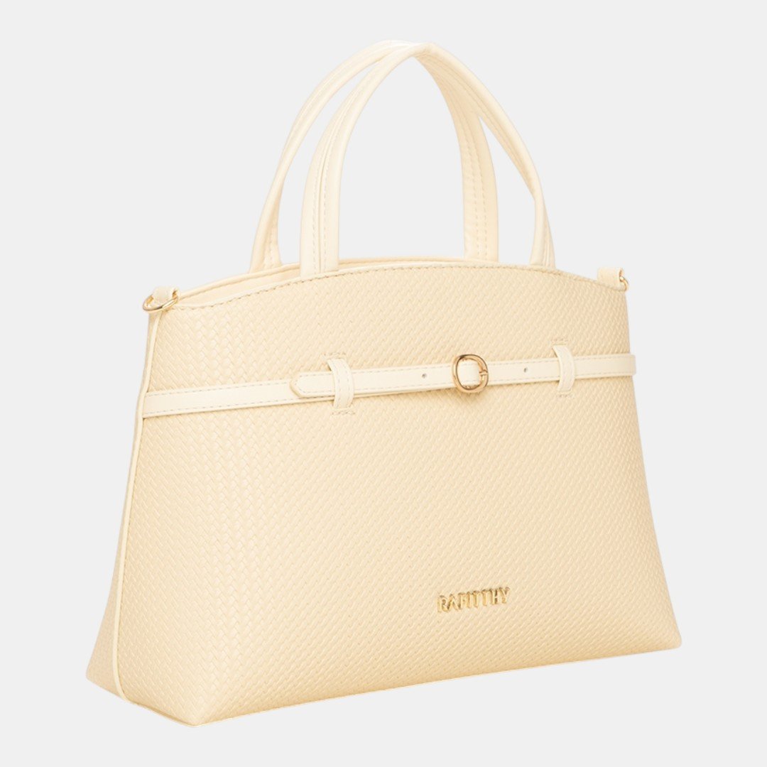 Bolsa Rafitthy Satchel Woven Chic Bege Marrom 3