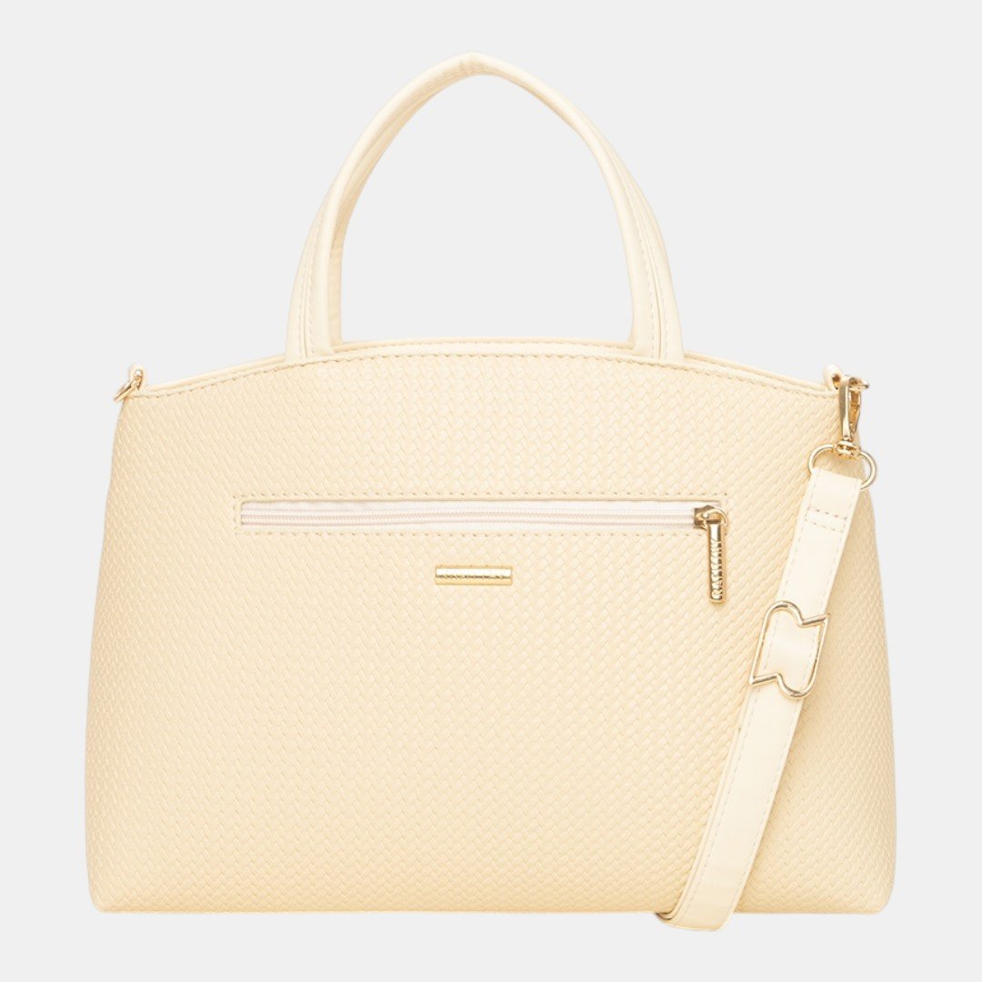 Bolsa Rafitthy Satchel Woven Chic Bege Marrom 4